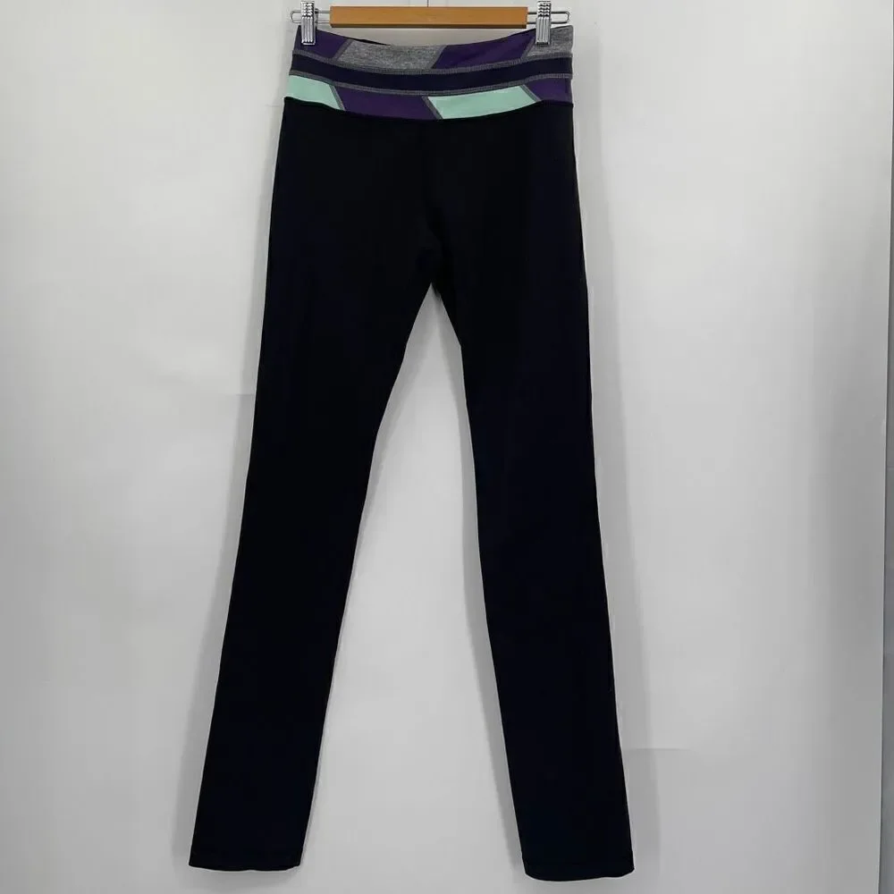 Lululemon Black Skinny Groove Reversible Yoga Pant Leggings Size 6